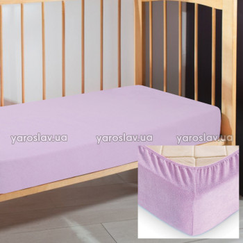 Prześcieradło dziecięce frotte z gumką 10 liliowych 120x60x10 cm TM Yaroslav